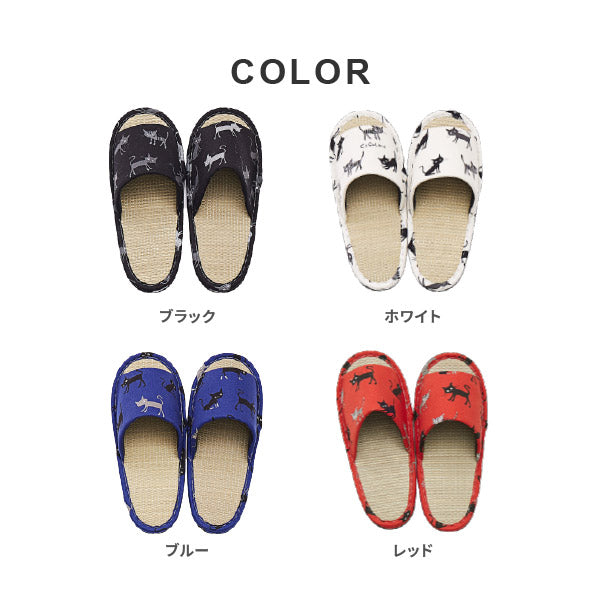 スリッパ い草 モノネコ Mサイズ 〜26cmまで対応 国産 日本製 猫グッズ ユニセックス 女性 ルームシューズ レディース ギフト プレゼント かわいい いぐさ 畳 室内 敬老の日 誕生日 年中 萩原 春夏秋冬 涼しい ひんやり