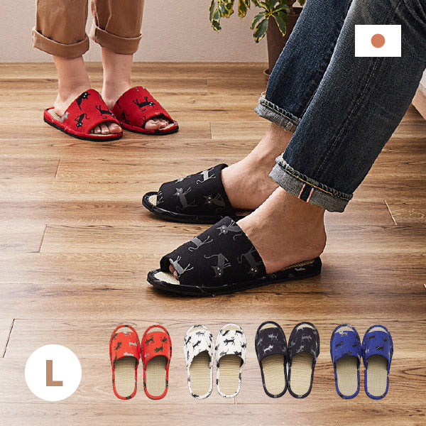 スリッパ い草 モノネコ Lサイズ 〜28cmまで対応 国産 日本製猫グッズ ユニセックス 男性 ルームシューズ メンズ ギフト プレゼント いぐさ 畳 室内 敬老の日 誕生日 年中 萩原 春夏秋冬 涼しい ひんやり