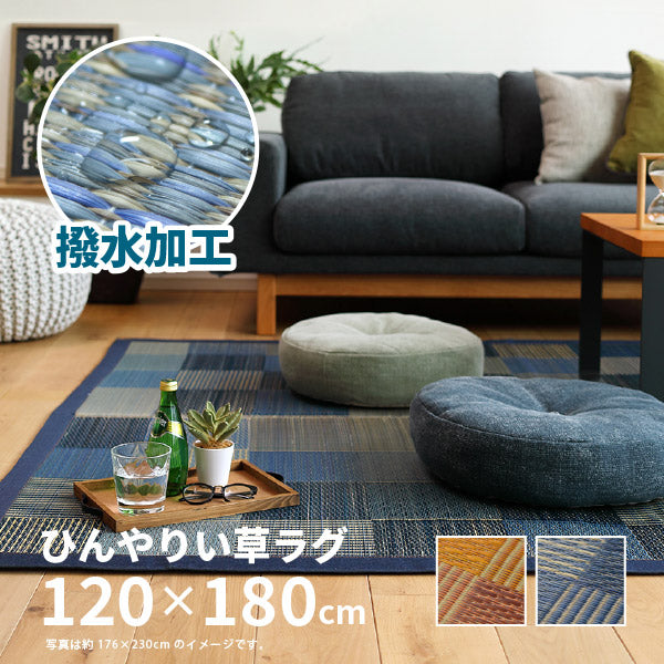 水をはじくい草ラグ デニムパッチ 約120×180cm【約1.5畳】 撥水加工 抗菌 防臭 ラグ ゴザ おしゃれ 小さめ 寝茣蓙 ねござ い草カーペット 撥水ラグ 敬老の日 ギフト 孫 プレゼント 実用的 井草 イグサ いぐさ 年中 萩原 春夏秋冬 涼しい ひんやり
