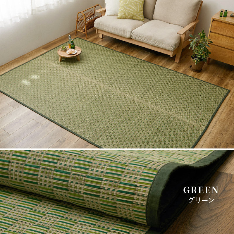い草カーペット市松柄 若月 【2畳・3畳・4.5畳・6畳・8畳】【江戸間・本間】い草ラグ い草柄上敷き い草花ござ 抗菌 防臭 帖物 い草ラグ い草カーペット 和モダン 井草 イグサ いぐさ 畳交換 畳替え 表替え