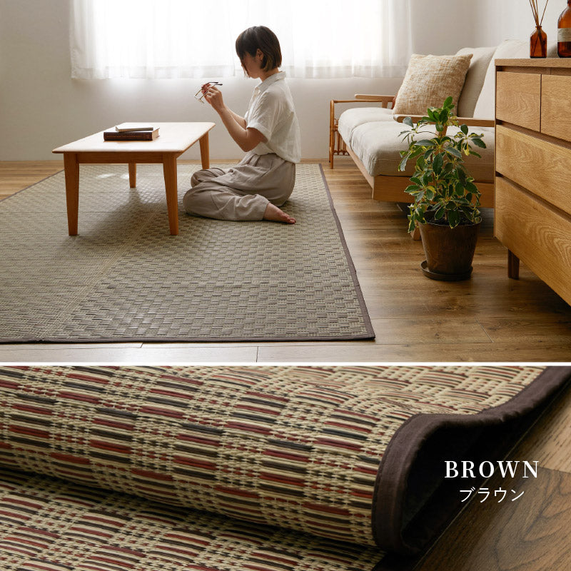 い草カーペット市松柄 若月 【2畳・3畳・4.5畳・6畳・8畳】【江戸間・本間】い草ラグ い草柄上敷き い草花ござ 抗菌 防臭 帖物 い草ラグ い草カーペット 和モダン 井草 イグサ いぐさ 畳交換 畳替え 表替え