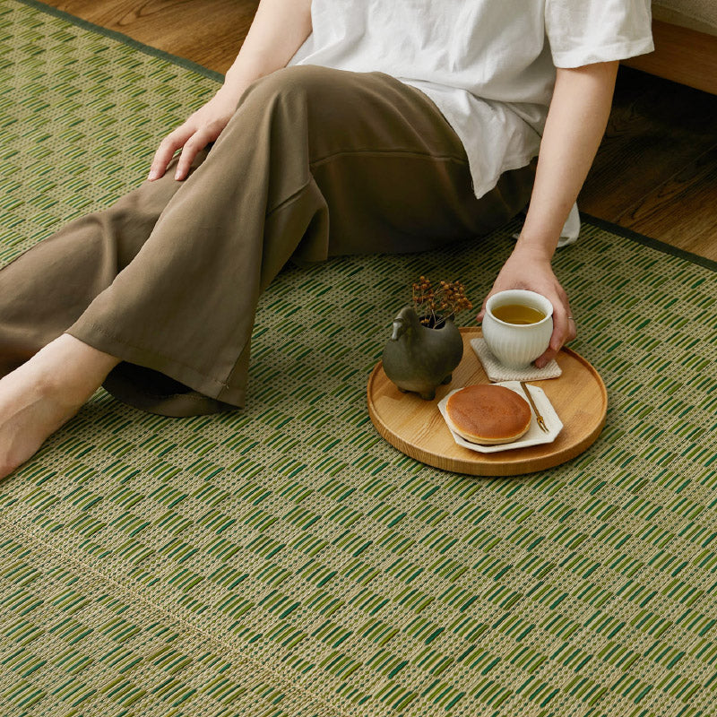 い草カーペット市松柄 若月 【2畳・3畳・4.5畳・6畳・8畳】【江戸間・本間】い草ラグ い草柄上敷き い草花ござ 抗菌 防臭 帖物 い草ラグ い草カーペット 和モダン 井草 イグサ いぐさ 畳交換 畳替え 表替え