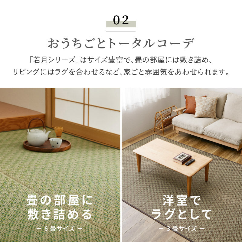 い草カーペット市松柄 若月 【2畳・3畳・4.5畳・6畳・8畳】【江戸間・本間】い草ラグ い草柄上敷き い草花ござ 抗菌 防臭 帖物 い草ラグ い草カーペット 和モダン 井草 イグサ いぐさ 畳交換 畳替え 表替え