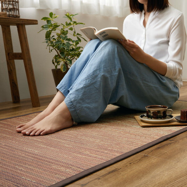 い草ラグ おしゃれ 国産 凪 (なぎ) 約80×160cm 【1畳】 【裏貼り】 せとのとシリーズ イ草 ござ パーソナルラグ ラグマット 小さめ 日本製 グラデーション ブルー ブラウン 袋織 三重織 純国産 滑り止め付き イグサ いぐさ 井草 年中 萩原 春夏秋冬 涼しい ひんやり