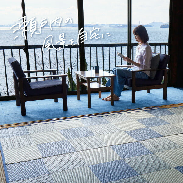 い草ラグ おしゃれ 国産 倉ノ戸 (くらのと) 80×160cm 【1畳】 【裏貼り】 せとのとシリーズ イ草 ござ パーソナルラグ ラグマット 小さめ 日本製 市松模様 ブルー ベージュ 袋織 三重織 純国産 滑り止め付き イグサ いぐさ 井草 年中 萩原 春夏秋冬 涼しい ひんやり