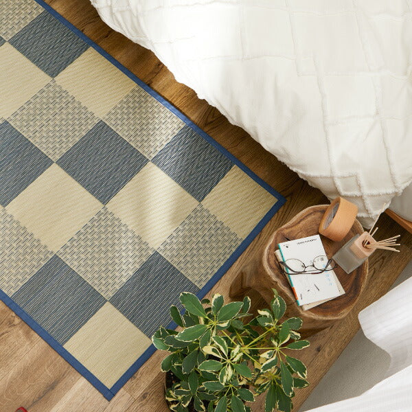 い草ラグ おしゃれ 国産 倉ノ戸 (くらのと) 80×160cm 【1畳】 【裏貼り】 せとのとシリーズ イ草 ござ パーソナルラグ ラグマット 小さめ 日本製 市松模様 ブルー ベージュ 袋織 三重織 純国産 滑り止め付き イグサ いぐさ 井草 年中 萩原 春夏秋冬 涼しい ひんやり