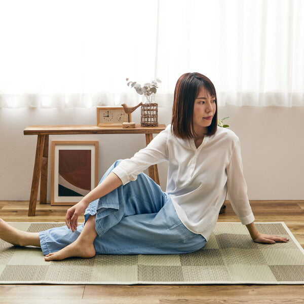 い草ラグ おしゃれ 国産 倉ノ戸 (くらのと) 80×160cm 【1畳】 【裏貼り】 せとのとシリーズ イ草 ござ パーソナルラグ ラグマット 小さめ 日本製 市松模様 ブルー ベージュ 袋織 三重織 純国産 滑り止め付き イグサ いぐさ 井草 年中 萩原 春夏秋冬 涼しい ひんやり