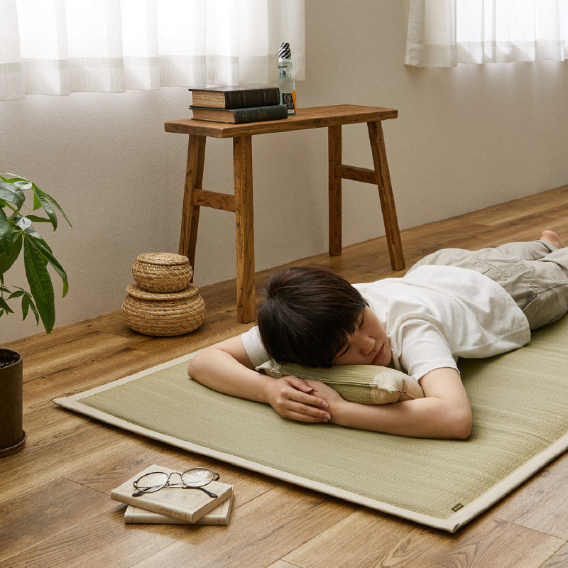 【2点セット】い草枕とマットレスのセット 倉敷帆布 おしゃれ 国産 平枕 約32×22×10cm マットレス 88×180cm 【シングル】(くらのと)せとのとシリーズ ソフティル お昼寝セット 日本製 無地 ブルー ベージュ ギフト プレゼント イグサ いぐさ 井草 萩原 春夏秋冬用