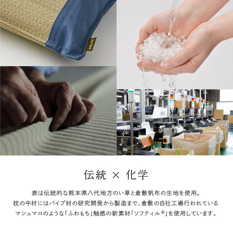 【2点セット】い草枕とマットレスのセット 倉敷帆布 おしゃれ 国産 平枕 約32×22×10cm マットレス 88×180cm 【シングル】(くらのと)せとのとシリーズ ソフティル お昼寝セット 日本製 無地 ブルー ベージュ ギフト プレゼント イグサ いぐさ 井草 萩原 春夏秋冬用