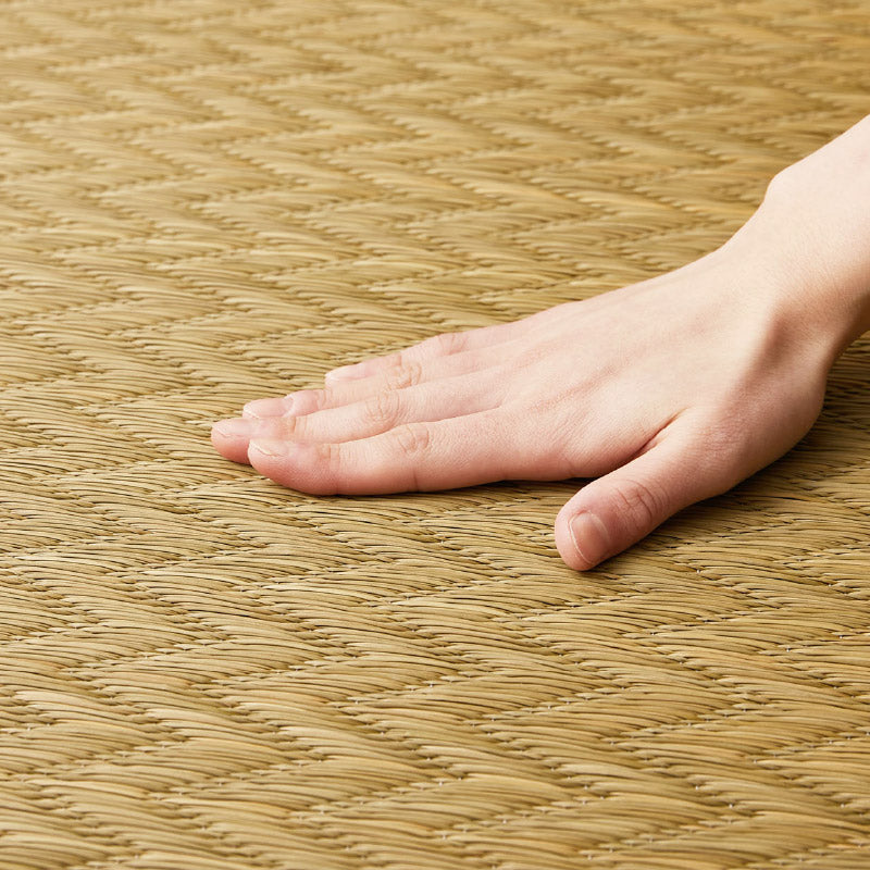 ふっくら い草ラグ 陽葵(ひまり)【約180×180cm/180×240cm】【約2畳/3畳】ウレタン貼り ふっくら 厚手 ナチュラル ヘリンボーン柄 シンプル柄 黄色 イエロー ござ ゴザ カーペット 井草 イグサ いぐさ 春夏秋冬用 ひんやり 涼しい