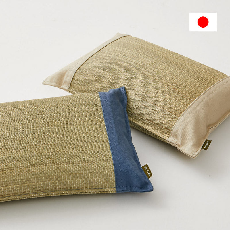 い草枕 倉敷帆布 おしゃれ 国産 平枕(くらのと)約32×22×10cm  せとのとシリーズ ソフティル イ草 小さめ まくら お昼寝枕 安眠 癒しグッズ 日本製 無地 ブルー ベージュ ギフト プレゼント イグサ いぐさ 井草 年中 春夏秋冬 涼しい