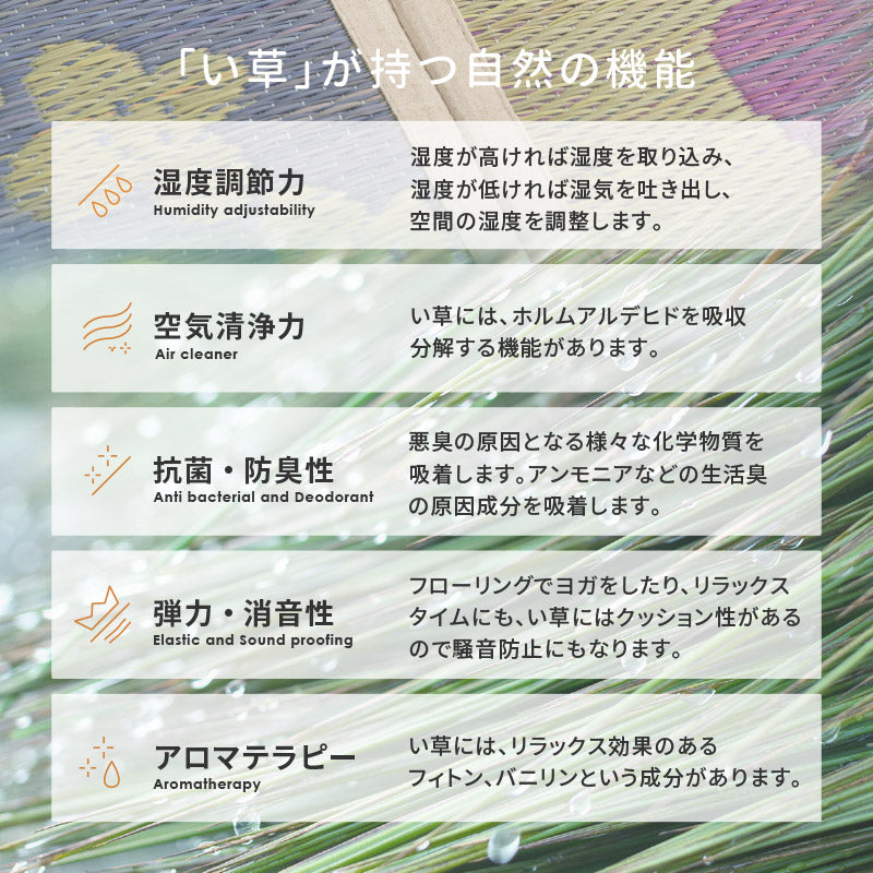 折りたためる い草ラグ クッカグラス 【裏貼り】【約/2畳/3畳】【9面/12面】い草カーペット アクセントラグ かわいい 北欧 フェミニン 北欧 抗菌 防臭 井草 イグサ いぐさ 春夏秋冬用 ひんやり 涼しい