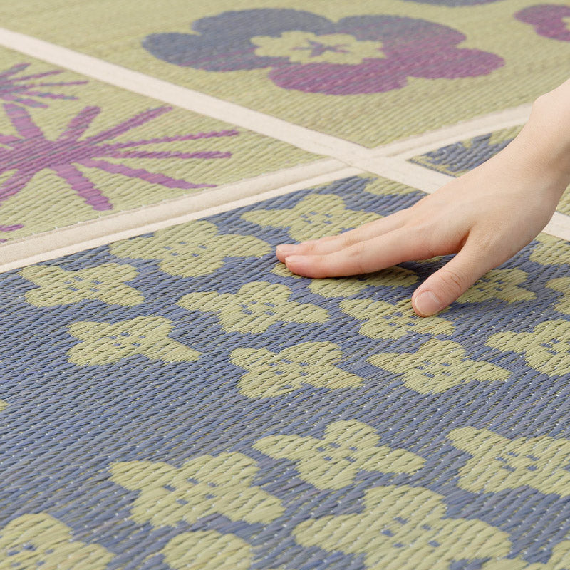 折りたためる い草ラグ クッカグラス 【裏貼り】【約/2畳/3畳】【9面/12面】い草カーペット アクセントラグ かわいい 北欧 フェミニン 北欧 抗菌 防臭 井草 イグサ いぐさ 春夏秋冬用 ひんやり 涼しい