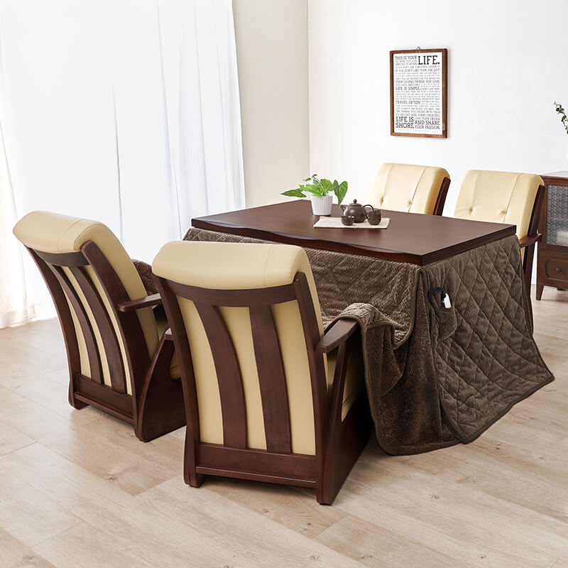 [135×80][単品/セット] ダイニングこたつテーブル 高さ4段階調節可能 長方形 ハロゲンヒーター  山城