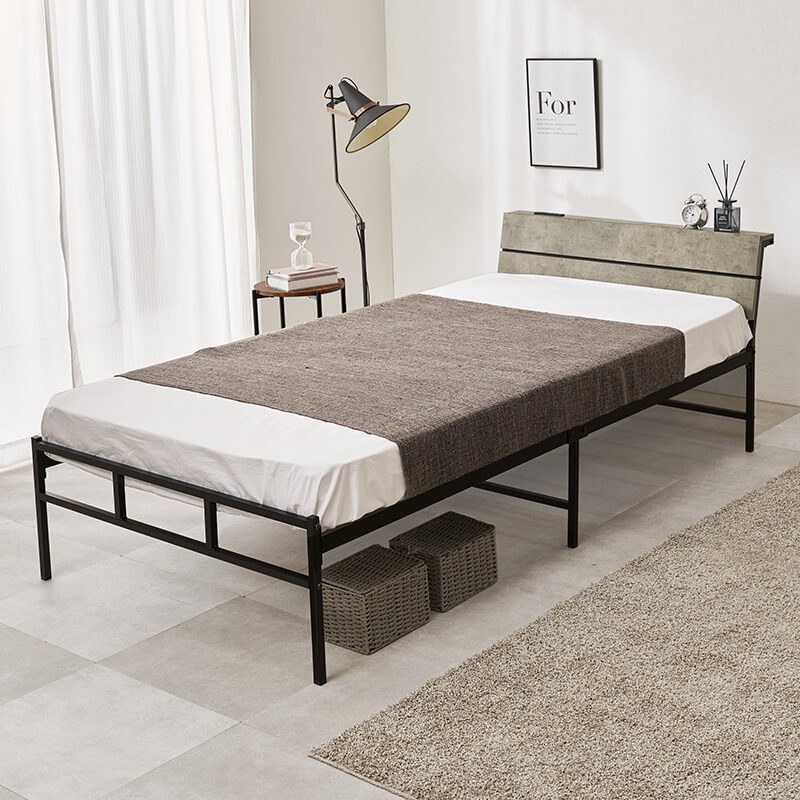 【新色登場】[シングル/セミダブル] 頑丈パイプベッド コンセント付き（フレーム単品orマットレスセット）