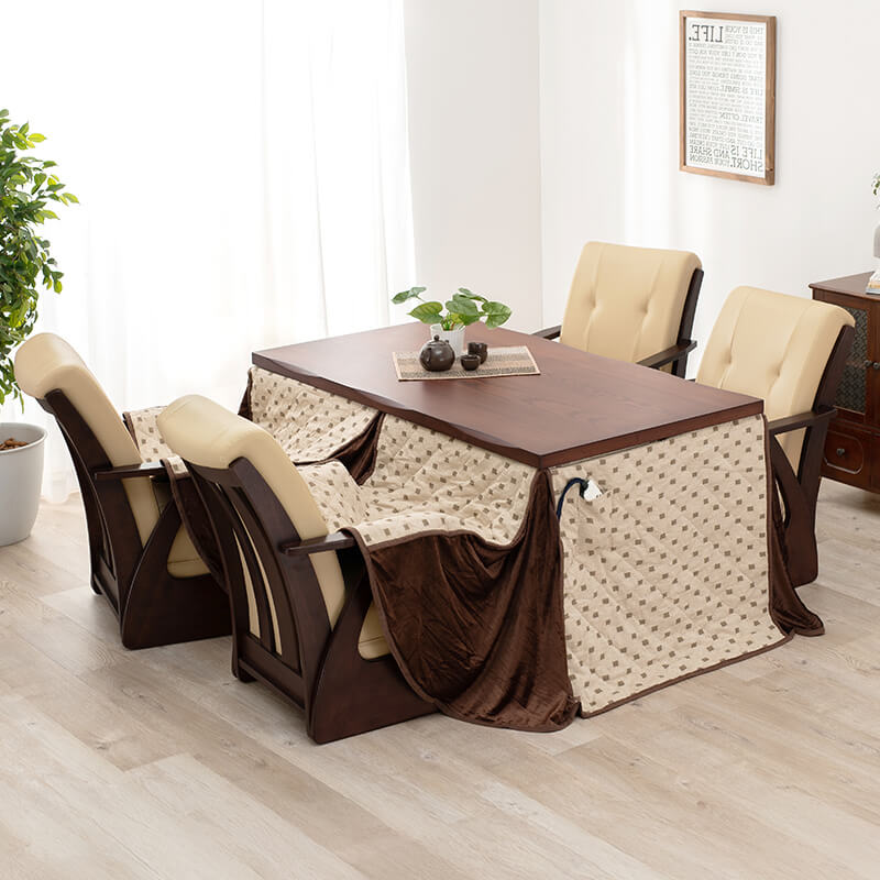 [150×85][単品/セット] ダイニングこたつテーブル 高さ4段階調節可能 正方形 ハロゲンヒーター  山城