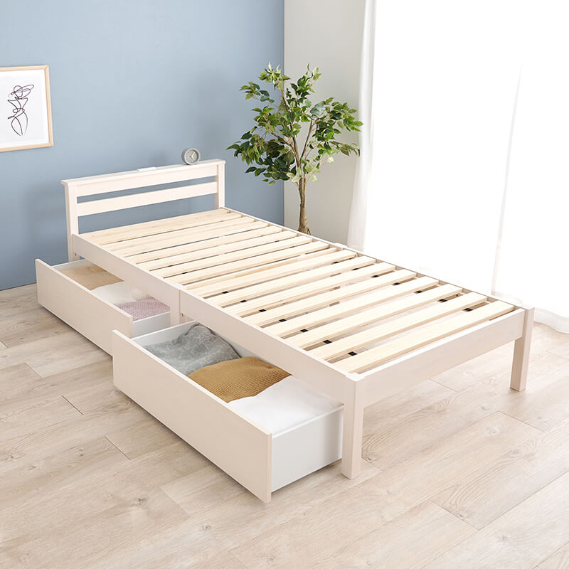 3分で組立できるすのこベッド 引き出しつき [シングル/セミダブル