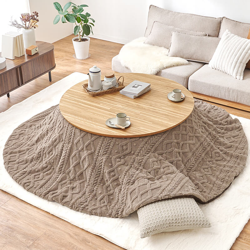 【新品】リバーシブル　折りたたみコタツ　円形　コンパクト　アウトレット こたつ 円形 幅68cm 木目調 リバーシブル天板 （ コンパクト