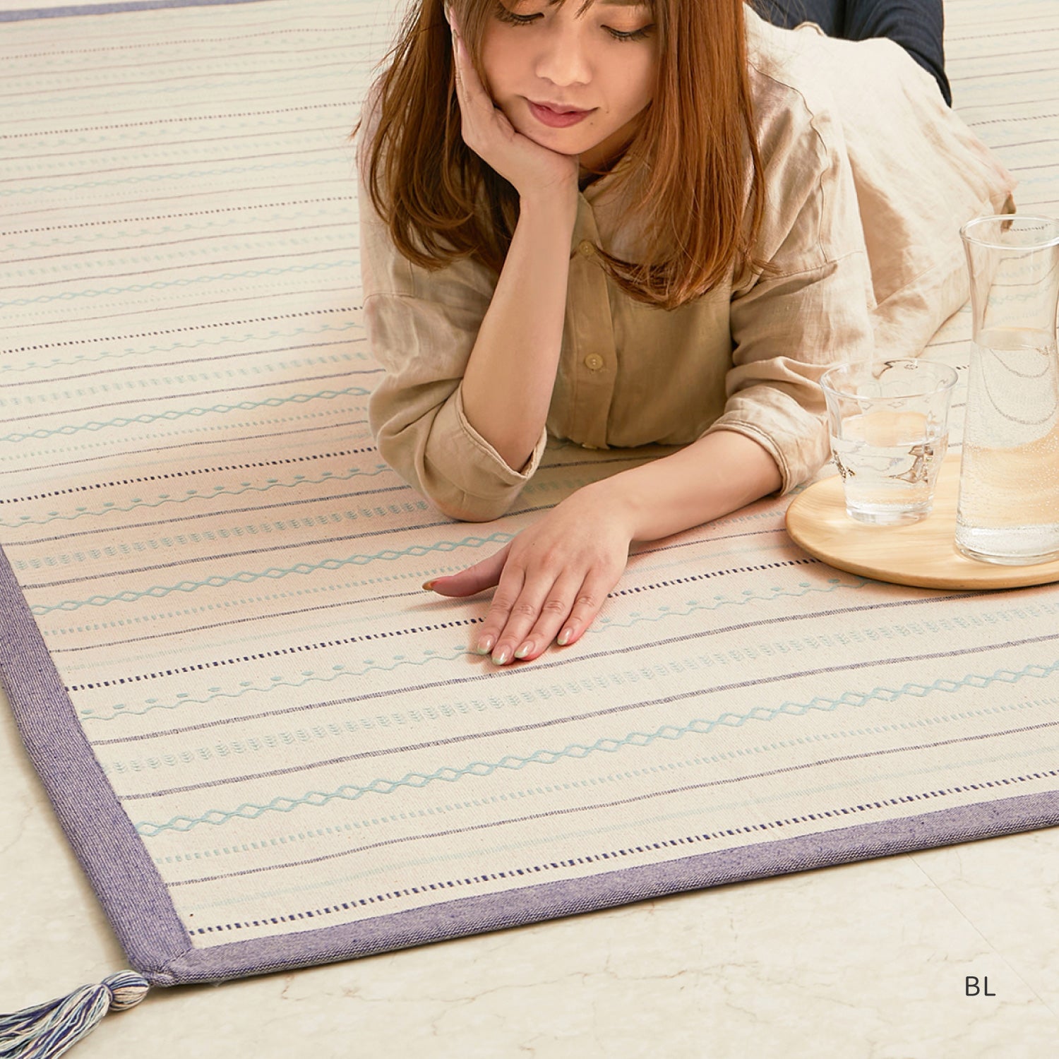 ラグ 薄手 洗濯機で洗える 約130×185cm【約1.5畳】 コットン100