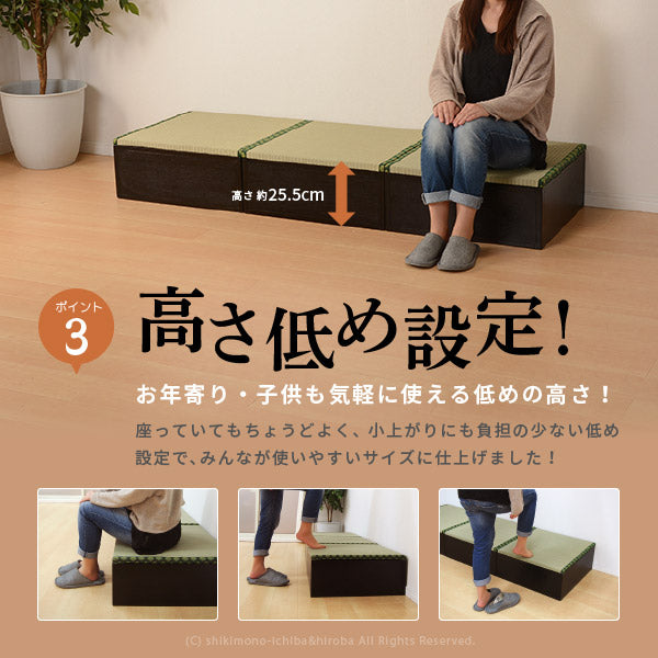 収納機能付き システム畳 タタミ座 60.5×60×高さ25.5cm/1個 畳ベッド 畳ソファー 抗菌 防臭 組み合わせ自由 高さのある置き畳 畳 畳座 収納 完成品 い草 マット 布団 畳 マット 琉球畳風 井草 イグサ いぐさ 年中 萩原 春夏秋冬 涼しい ひんやり