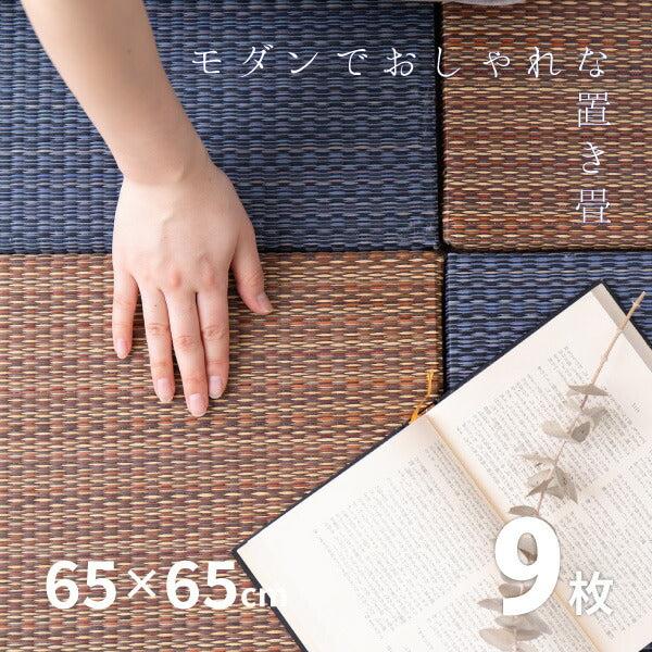 置き畳 南風 【小】 約65×65×2.5cm 【同色9枚セット】【約2.5畳】 抗菌 防臭 フチなし フロア畳 システム畳 厚手 アジアン 和室 DIY カット可能 DIY可 カットできる畳 畳 マット 琉球畳風 い草 イグサ いぐさ フロアー畳 フロ