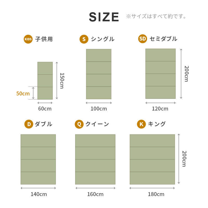[S/SD/D/Q/K/Kids]  折りたためる い草の畳マットレス 置き畳 コンパクト収納 鞍馬（くらま）