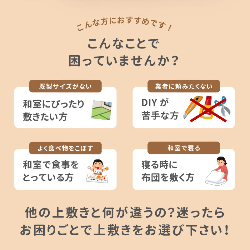 [本間/58間/36間][3〜10畳] い草カーペット 長さ調整できる 撥水 上敷き 日本製 天頂 (てんちょう)
