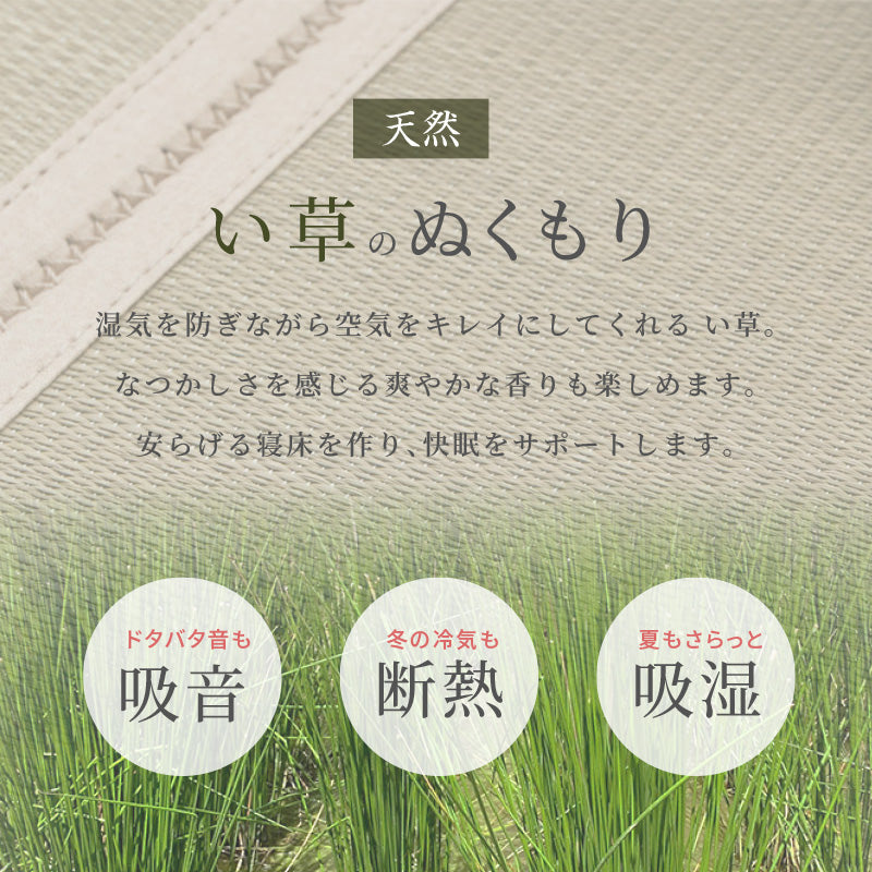 [S/SD/D/Q/K/Kids] 折りたたみ式 い草の畳マットレス 置き畳 コンパクト収納 貴船（きふね）