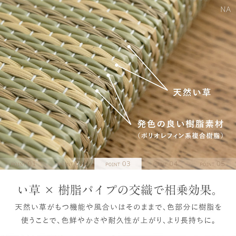 縁なし畳 置き畳 い草×樹脂素材 丈夫 ハイブリッド 82×82×2.5cm 半畳