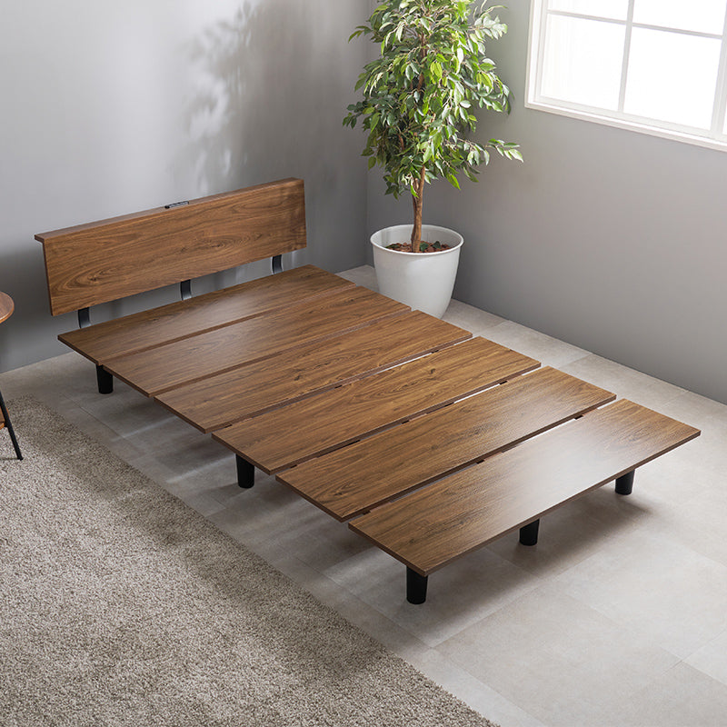 木目調ベッド コンセント付き（フレーム単品orマットレスセット） [S