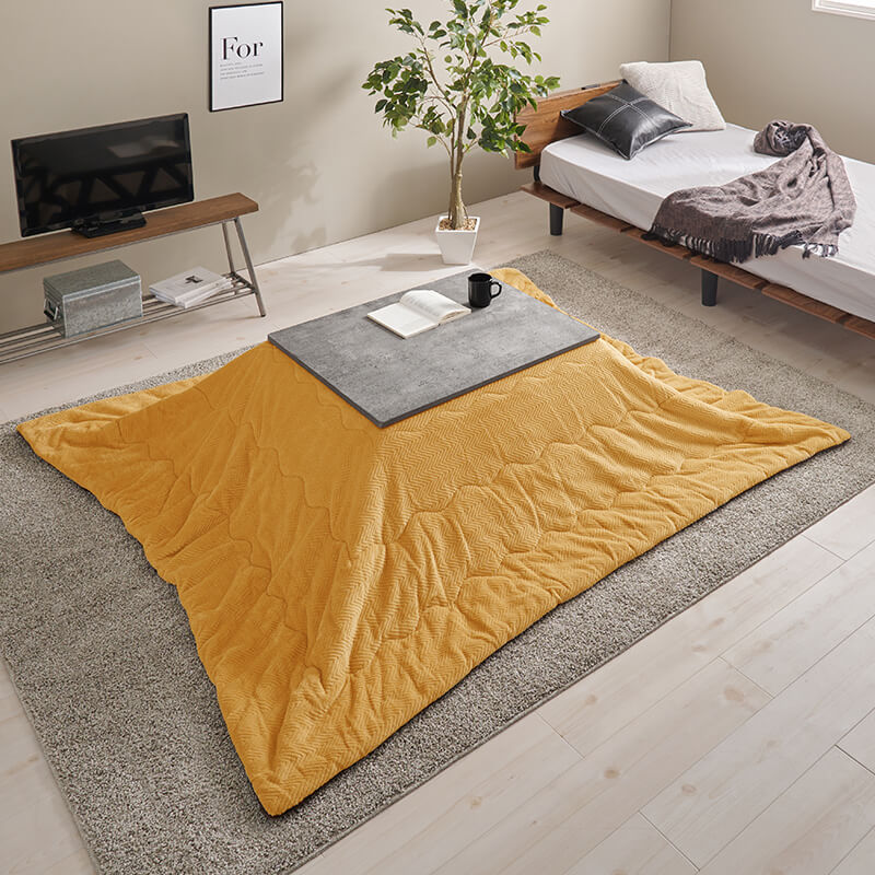 コンクリート調長方形こたつ Cartes+メレンゲ/Bique/Snow [幅75][単品