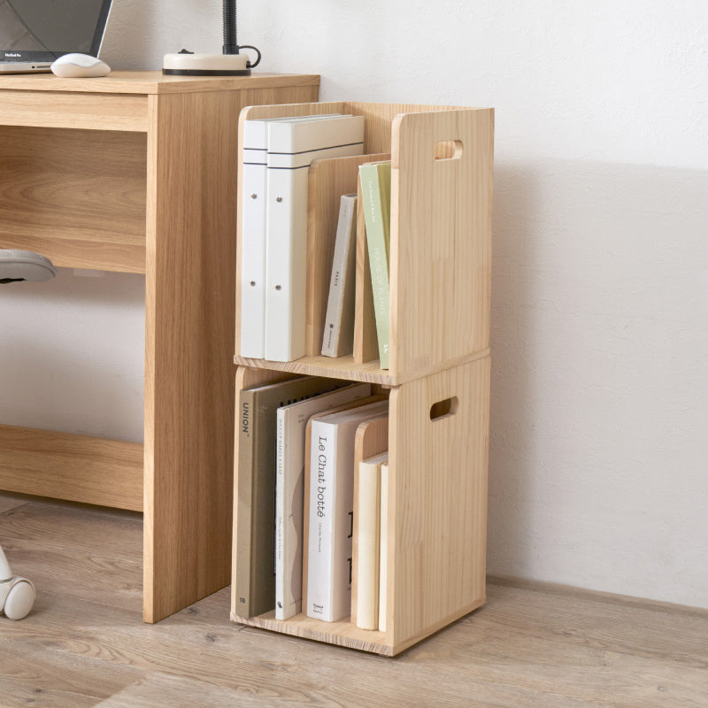 [2/4個] ブックスタンド スタッキング可能 天然木無塗装 完成品 pine