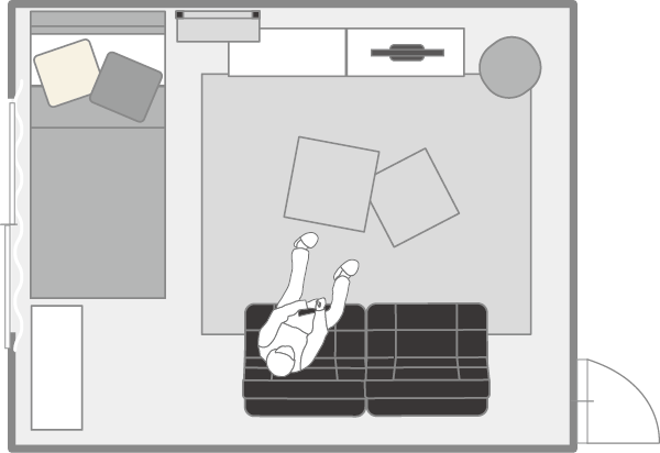 一人暮らしラグ190×240cmレイアウト