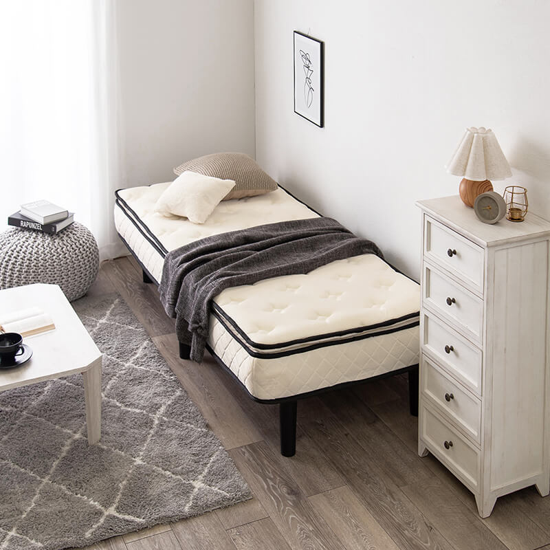 [SSS/S/SD] 脚付きマットレスベッド ポケットコイル ピロートップ付き