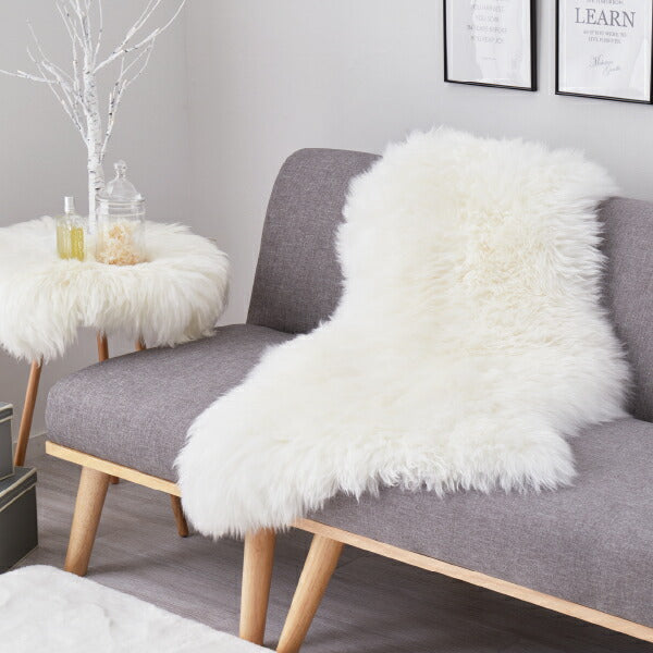 ムートン ラグ 60×90cm ファー ラグ マット クッション 原皮 1匹物