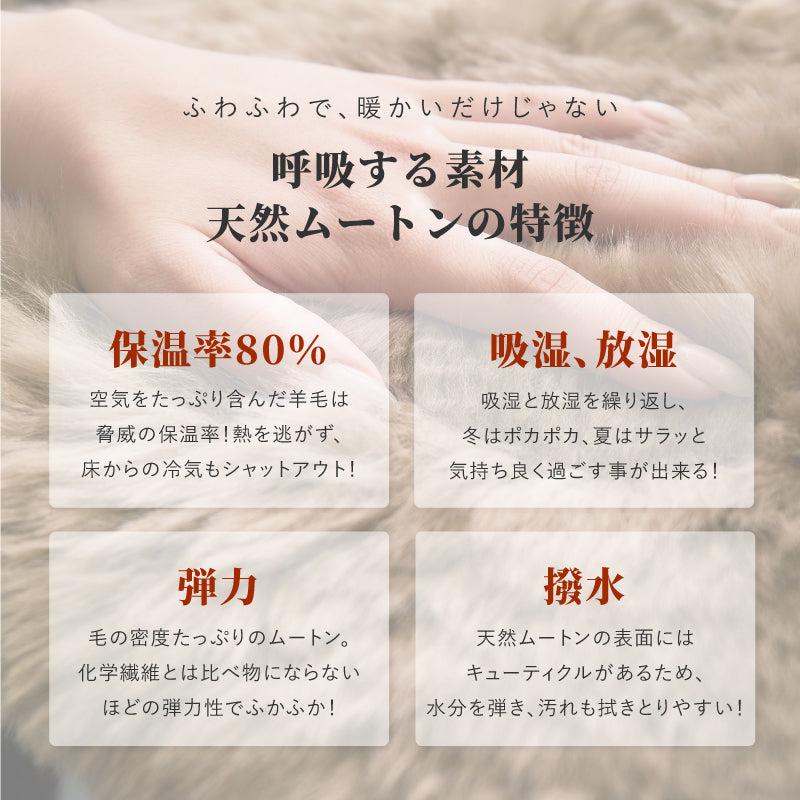 [3サイズ]  ニュージーランド産天然ムートンのチェアパッド
