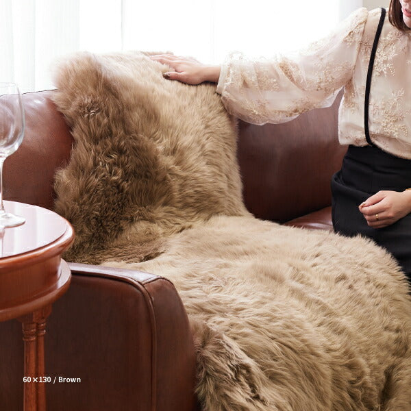 ブラウン系 ムートンラグ 長方形 天然ムートン 6匹ラグ 140×180cm 羊毛 おしゃれ 北欧 姫系 ムートン