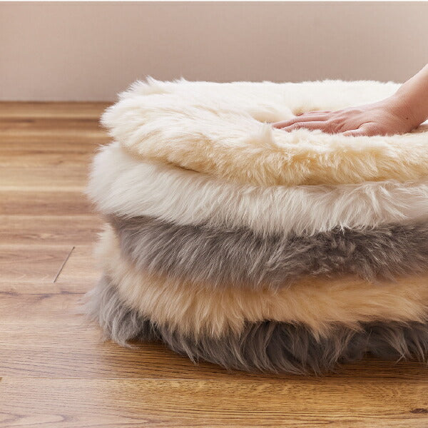 チェアパッド 天然ムートン 35円形 チェアパッド 座布団 羊毛 おしゃれ