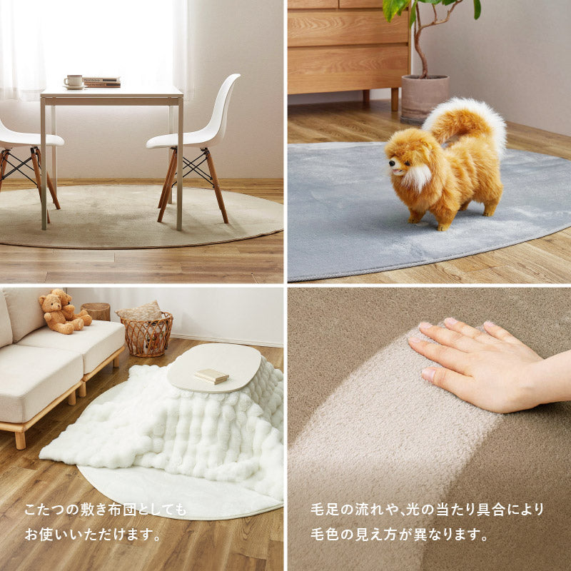 薄手】ラグ 約160×220cm【楕円形/2畳】【薄手/洗濯機で洗える/ウレタン