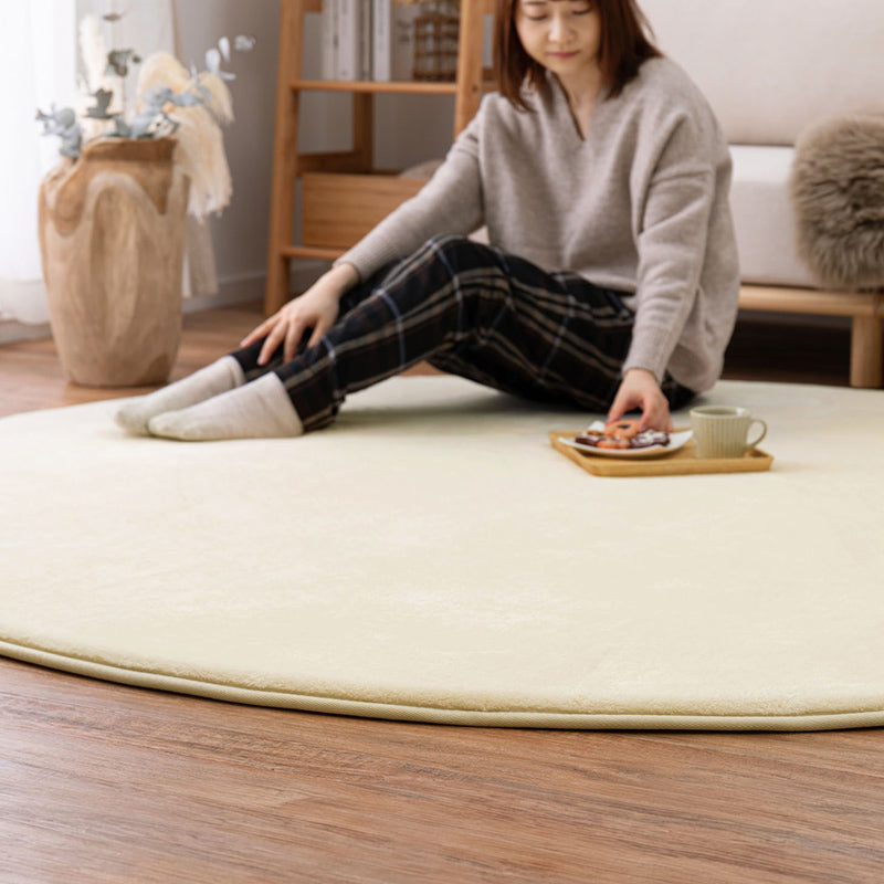 [円形185R][厚手/薄手] 厚みを選べる はっ水 洗える滑り止め付きラグ メレンゲタッチ