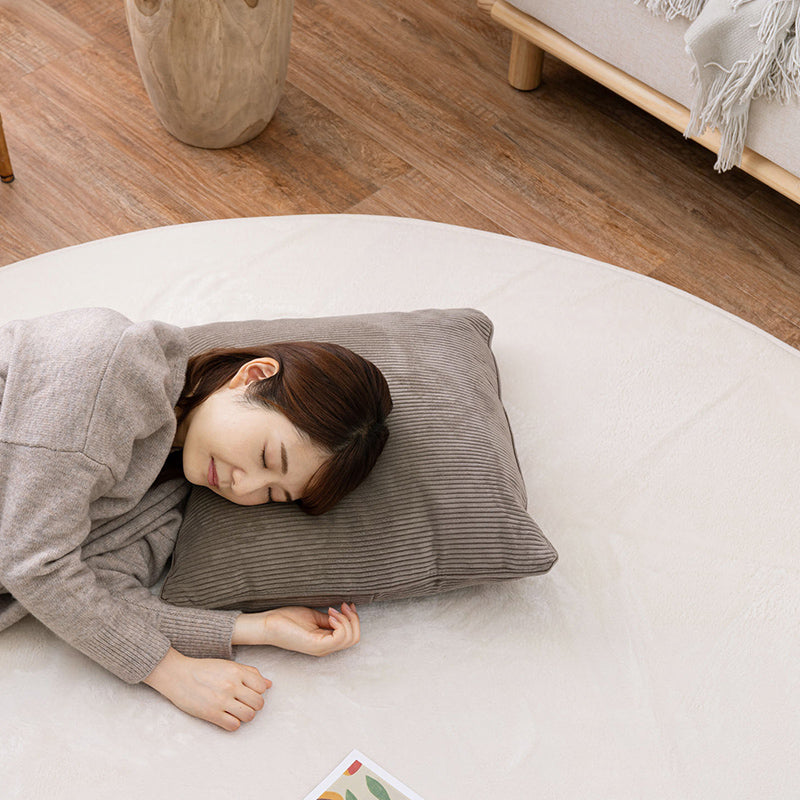 [円形185R][厚手/薄手] 厚みを選べる はっ水 洗える滑り止め付きラグ メレンゲタッチ