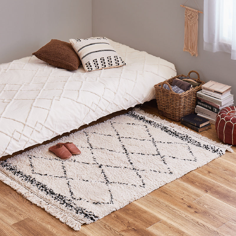 [200×200] ウィルトン織ラグ フリンジ付き BOHO ベニワレン