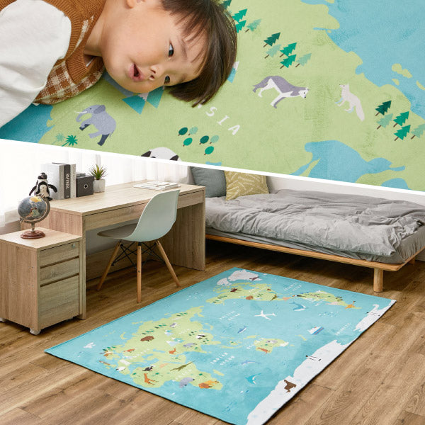 遊んで学べるキッズラグ 120×180cm【1.5畳】洗える ラグ カーペット