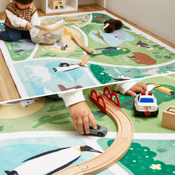 遊んで学べるキッズラグ 120×180cm【1.5畳】洗える ラグ カーペット