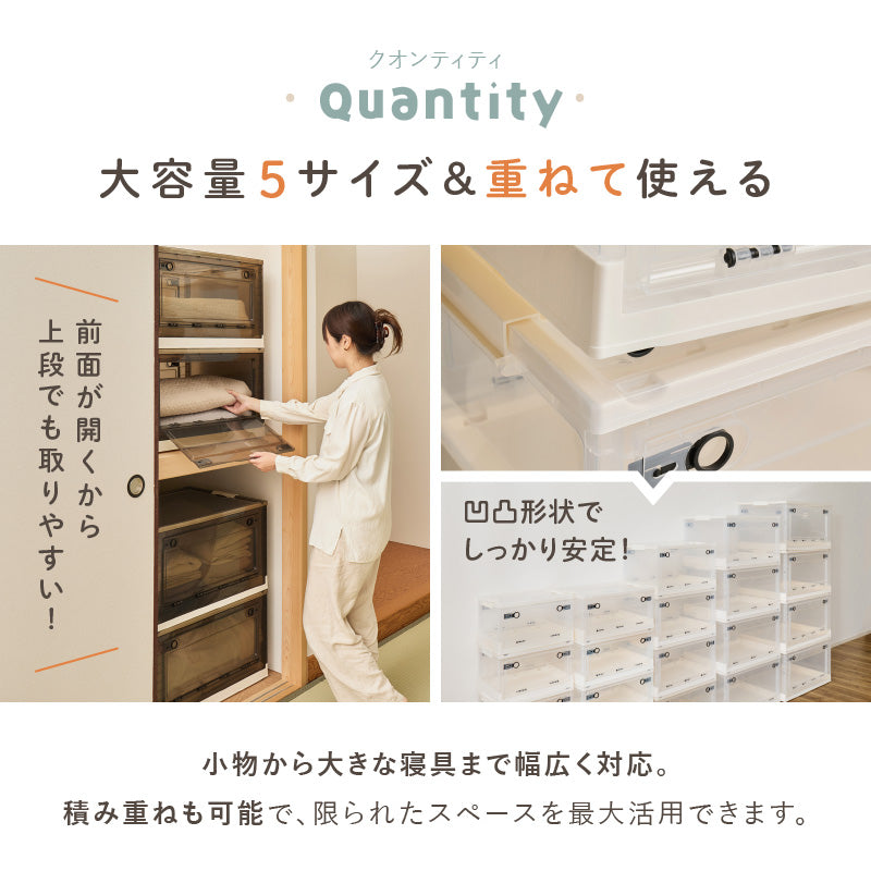 【新商品】[5サイズ][単品/セット] 3面開き 折りたたみ 収納ボックス ふた付き キャスター付き  PS100
