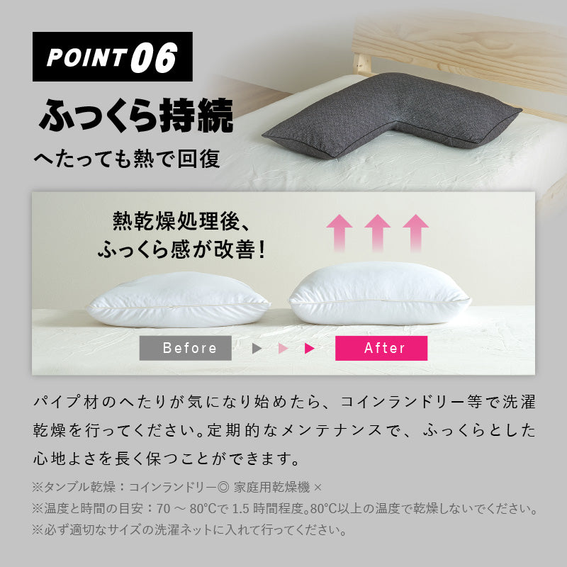 [60×60] 洗える くの字型枕 ダラくの枕 ソフティル入り 日本製