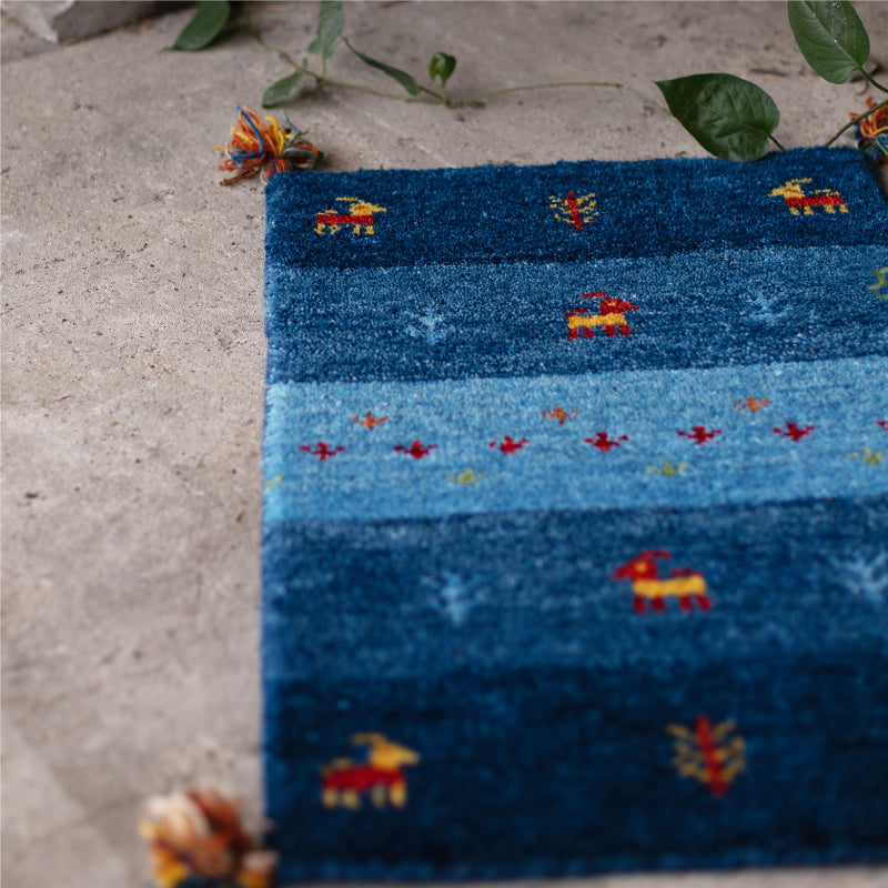 [3サイズ] ギャッベ ウールマット 玄関マット タッセル付き Dシリーズ