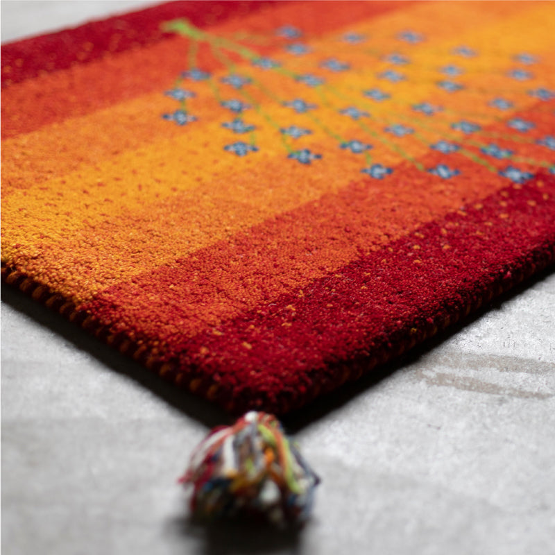 [3サイズ] ギャッベ ウールマット 玄関マット タッセル付き Dシリーズ