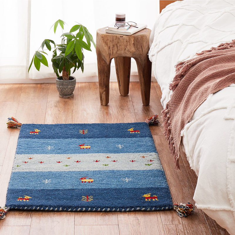 [3サイズ] ギャッベ ウールマット 玄関マット タッセル付き Dシリーズ