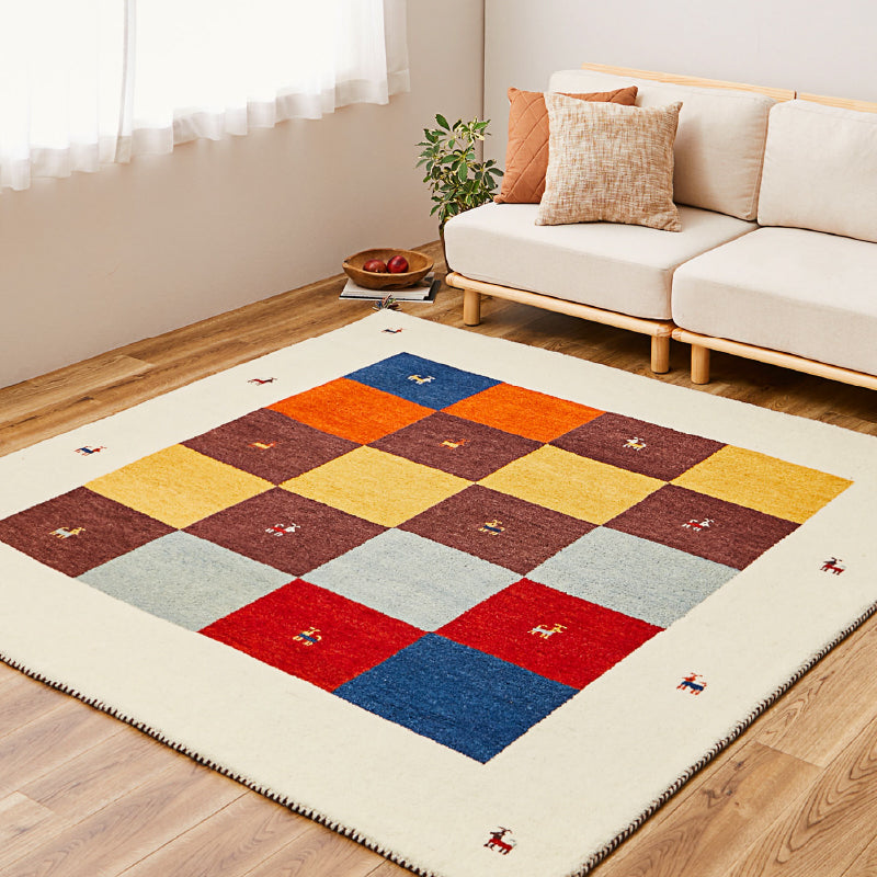 ギャッベ ギャベ ラグ ラグマット 140x140cm 正方形 1wh ギャベ ラグマット GABBEH D 【約140×200cm/約200×200cm/約200×250cm